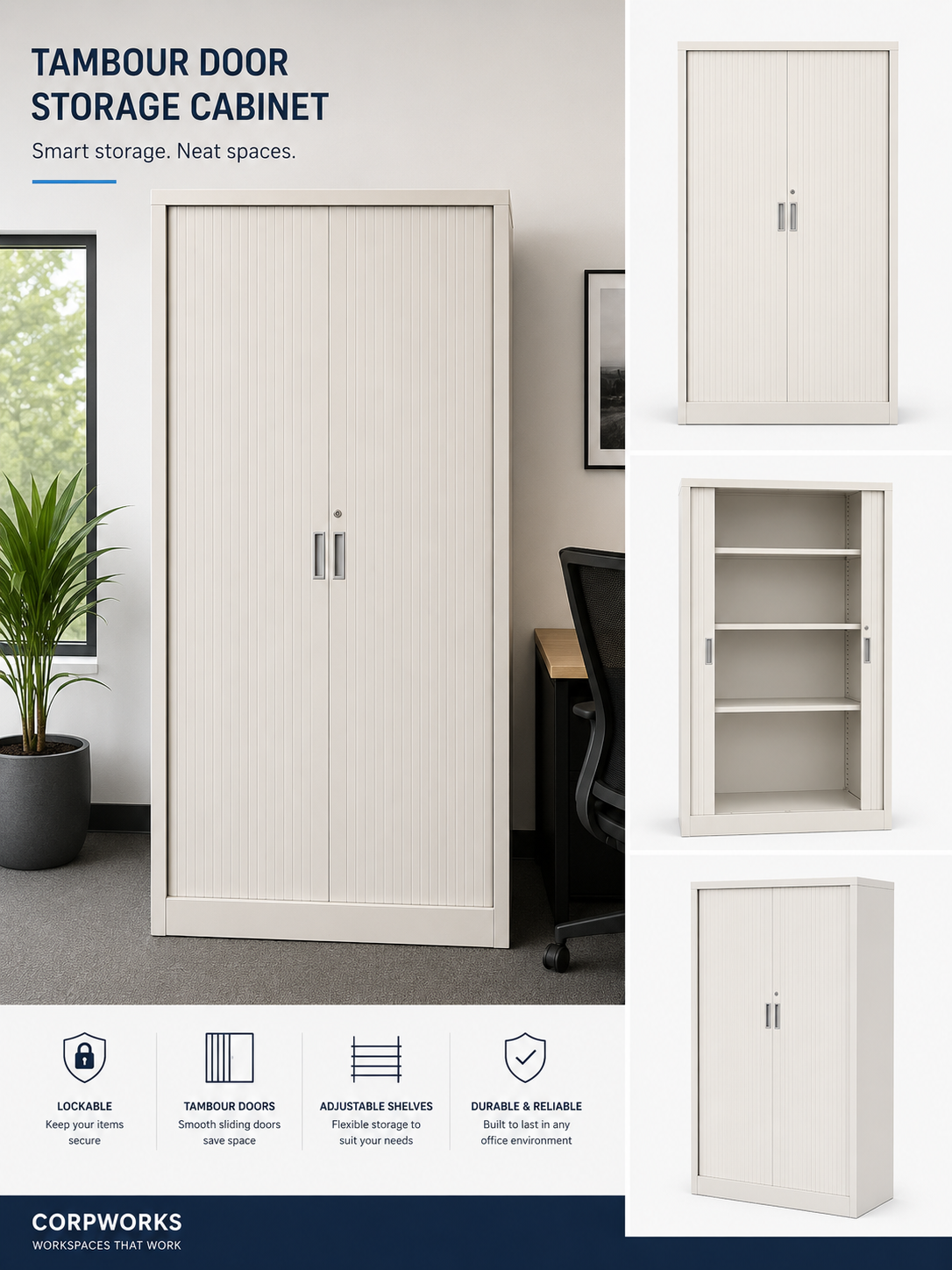 large white shelving with doors sale